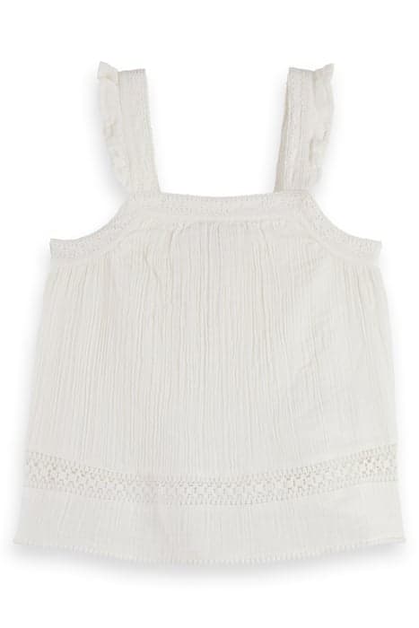 LACE DETAIL CRINKLE COTTON TANK OFF WHITE by Scotch & Soda