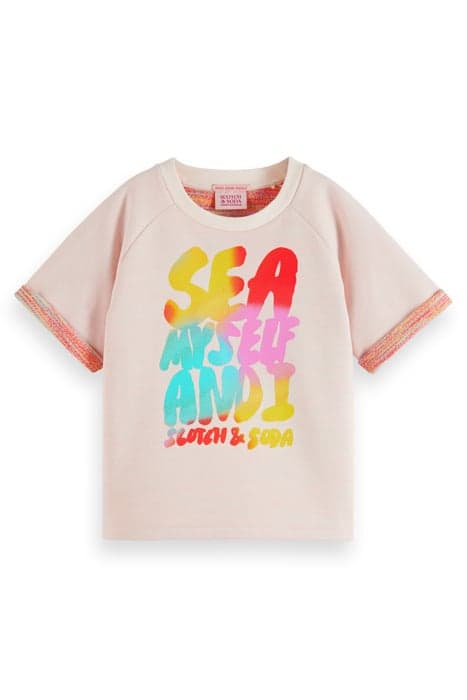 SHORT SLEEVED FASHION-FIT MULTICOLOUR TERRY SWEATSHIRT ECRU/ by Scotch & Soda