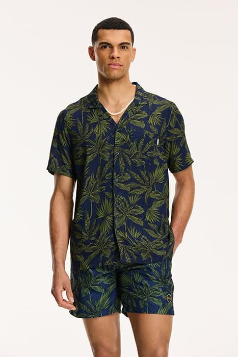 PALM LEAVES SHIRT ROYAL BLUE by Shiwi