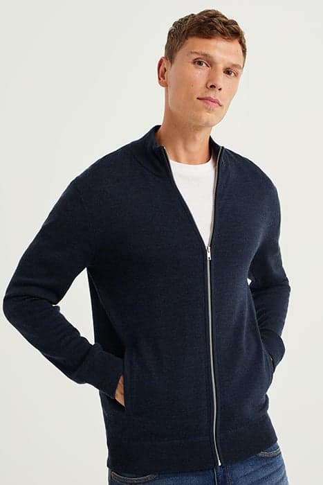 CARDIGAN WITH ZIPPER DARK BLUE by WE Fashion