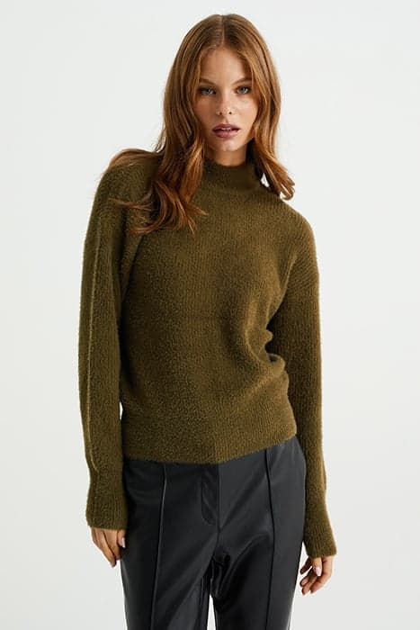 KNITTED PULLOVER OLIVE GREEN by WE Fashion