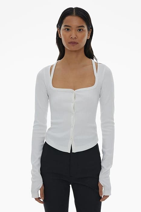 SQ NK CARDI POLYESTER, ELASTANE OPTIC WHITE by Helmut Lang