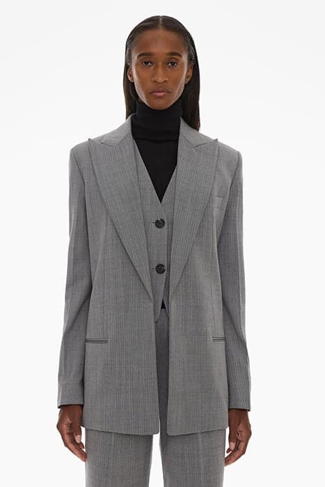 PEAK LAPL BLAZER POLYESTER, WOOL, ELASTANE BLACK/WHITE MULTI by Helmut Lang