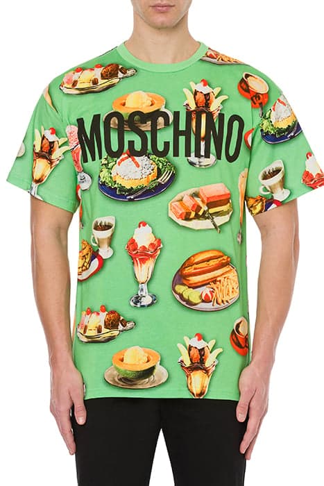 FOOD PRINT JERSEY T-SHIRT GREEN by Moschino