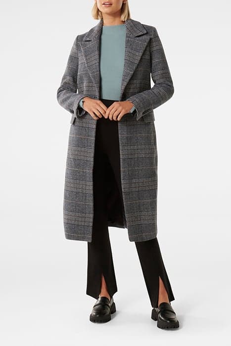 ARCHIE FITTED CHECK COAT GREY CHECK by Forever New