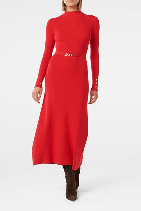 BRIELLE FIT AND FLARE MIDI DRESS CHILLI RED by Forever New