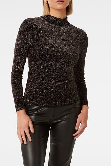 MARINA VELVET HIGH NECK TOP BLACK by Forever New