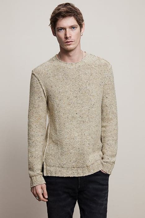 AFTON LS DONEGAL CREW WITH REVERSE SEAMS NATURAL HTHR by John Varvatos