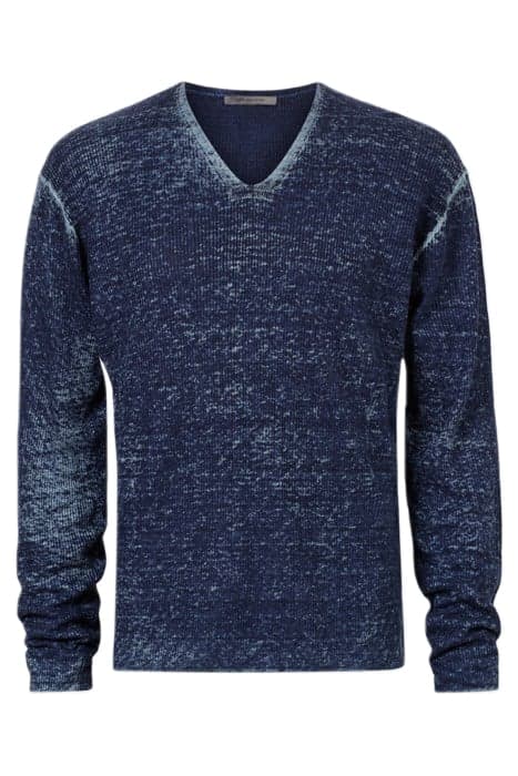 ELLINGTON SLIM FIT LS LI NEN V-NECK WITH PETROL BLUE by John Varvatos