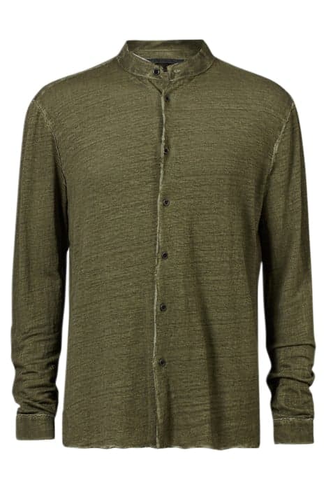 TRINITY REGULAR FIT LS BAND COLLAR SHIRT TURTLE GREEN by John Varvatos