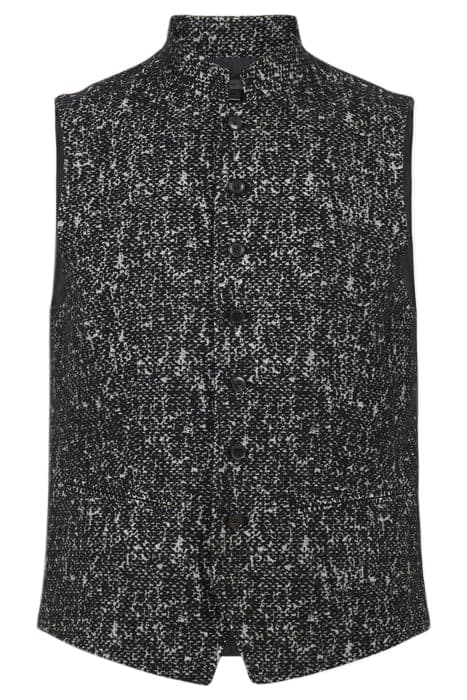 BUTTON FRONT CLOSURE VEST WITH STAND UP STEEL GREY by John Varvatos