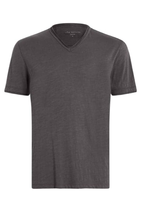 MILES SHORT SLEEVE SLUB V-NECK WITH CUT DP CHARCOAL by John Varvatos