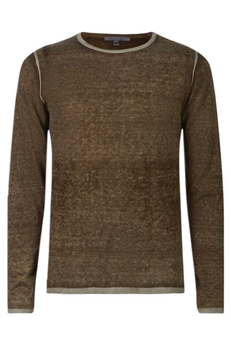 PETE LONG SLV CREW NECK WITH REVERSE PRI RUSSET by John Varvatos