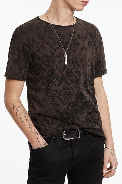 SS RAW EDGE TEE VINTAGE WASH - ERODED PA MOCHA by John Varvatos