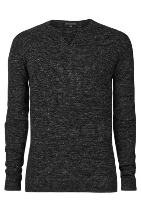 TRAVIS LS RIB HENLEY WITH OPEN PLACKET BLACK by John Varvatos