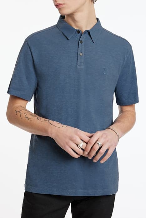 VICTOR SS SLUB CTN POLO WPEACE SIGN EMB DUTCH BLUE by John Varvatos