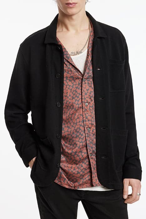 KENMARE LS SEED STITCH CHORE JACKET BLACK by John Varvatos