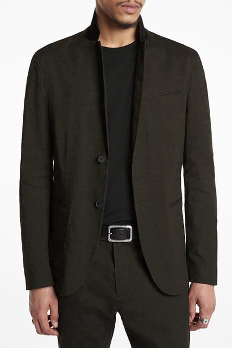 SLIM FIT NOTCH LAPEL JACKET WITH UNLINED KELP by John Varvatos