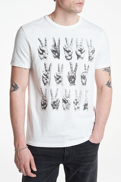 SS CREW TEE - PEACE HANDS SALT by John Varvatos