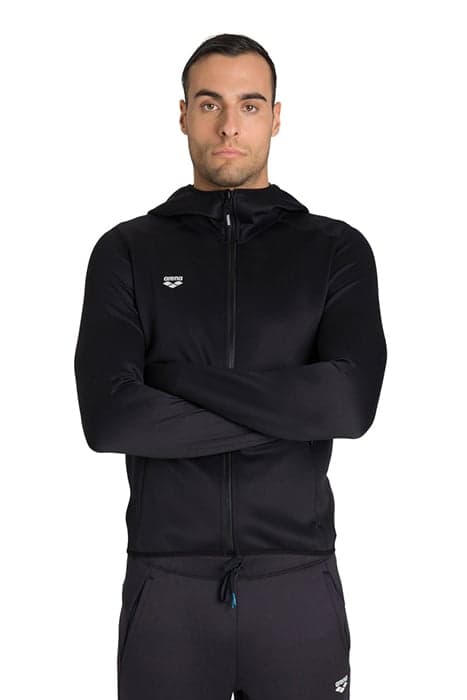 M HOODED SPACER REVERSIBLE F/Z JACKET BLACK-IRIDESCENT STRIP by Arena