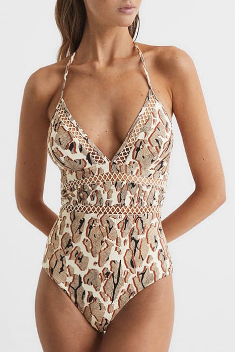 GIA-PRINT HALTERNECK SWIM BROWN PRINT by Reiss