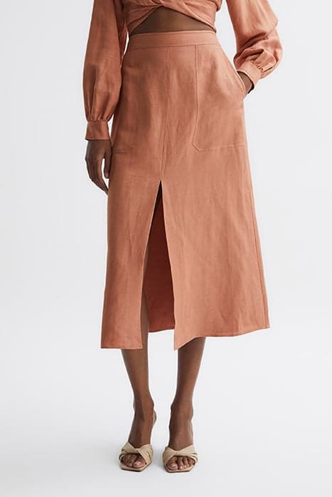 AXELLE-LINEN SKIRT RUST by Reiss