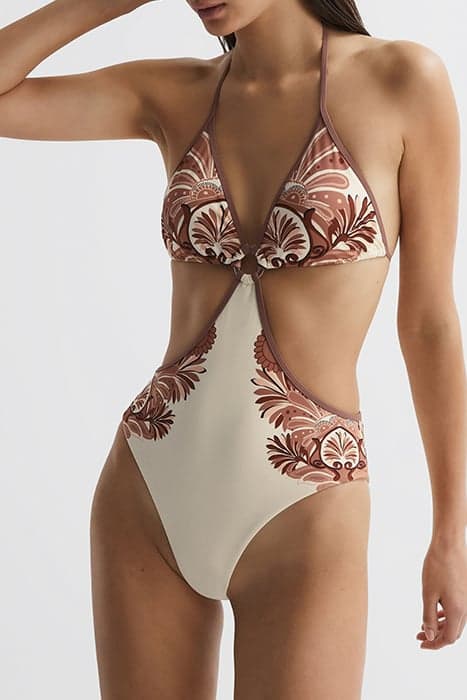 NATALIE-PRINT SWIMSUIT TAN by Reiss