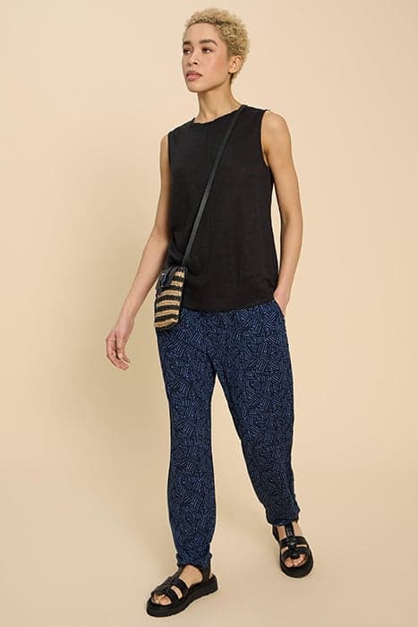 MAISON ECO VERO JERSEY TROUSER NAVY PRINT by White Stuff