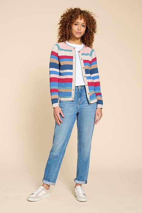 LULU STRIPE CARDI PINK MULTI by White Stuff