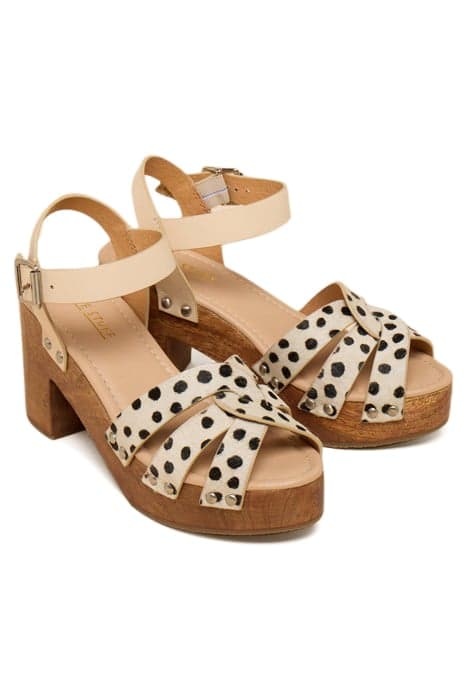 COSMO LEATHER HEELED CLOG IVORY PRINT by White Stuff