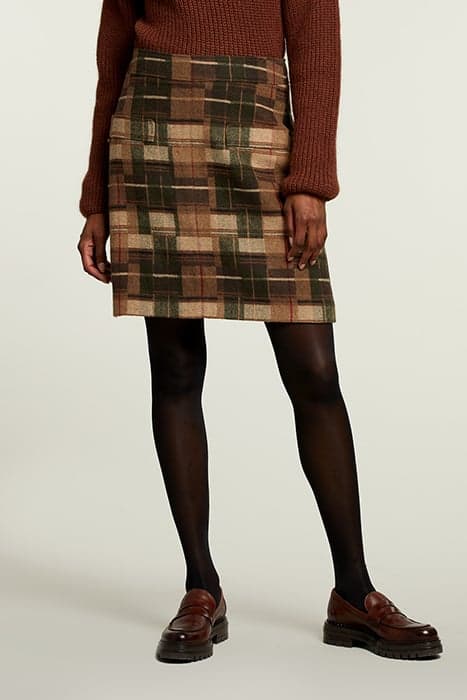 BROWN CHECKED SHORT SKIRT by River Woods