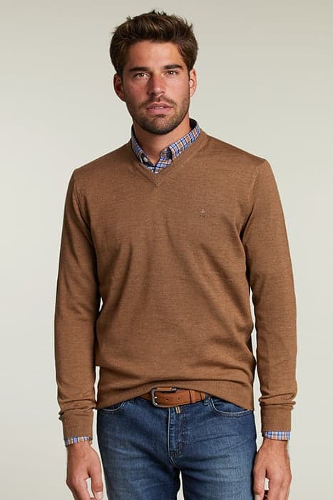 CUSTOM FIT MERINO V-NECK PULLOVER CRUMBLE MIX by River Woods