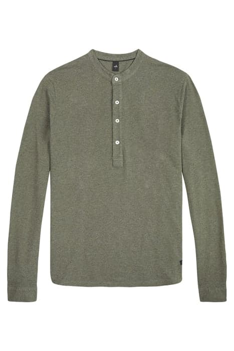 CRUZ | PIQUÉ HENLEY SHIRT ARMY GREEN MELANGE by WAHTS