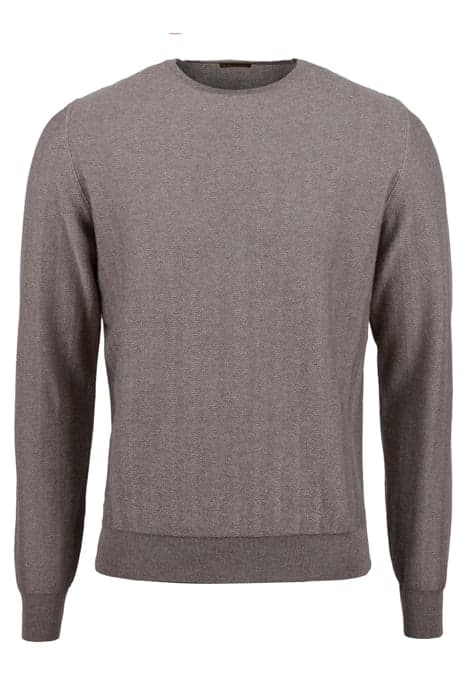 CREW NECK,TEXTURED, MERINO WOOL LIGHT BROWN by Stenströms