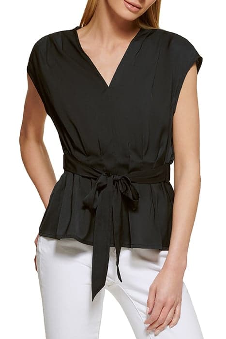 CAP SLV VNECK TOP W/ BLACK by DKNY