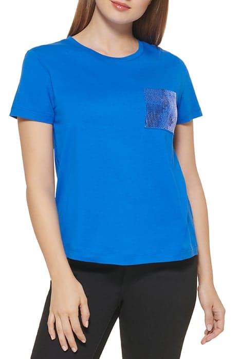 SEQUIN POCKET T-SHIR OCEAN by DKNY