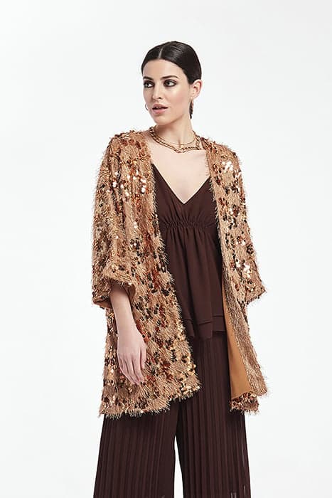 DOT GLITTER SEQUINS LONG FLOWY CATON JACKET GOLD by OKY