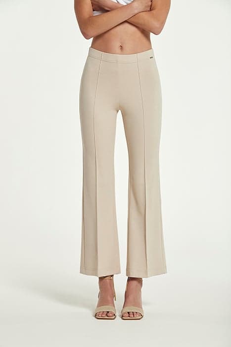 PONTE DI ROMA KNIT HOLLIE CROPPED FLARED TROUSERS SAND by OKY