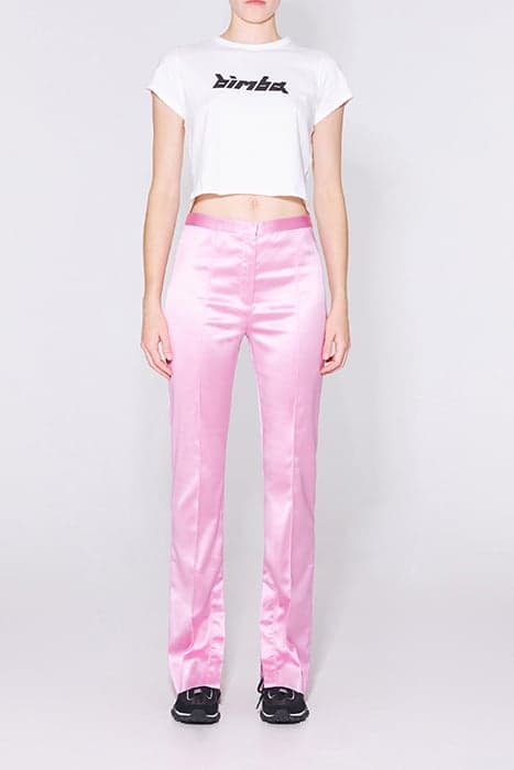 BUBBLE GUM PINK STRAIGHT-CUT SATIN-EFFECT SUIT PANT by Bimba y Lola