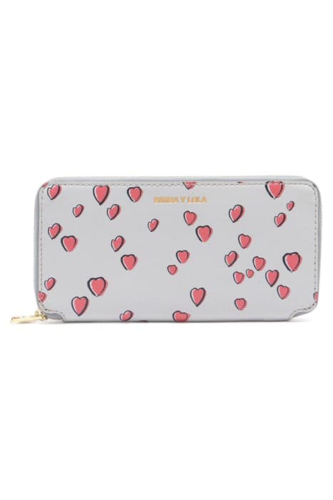 LIGHT GRAY LEATHER SMALL HEARTS WALLET by Bimba y Lola