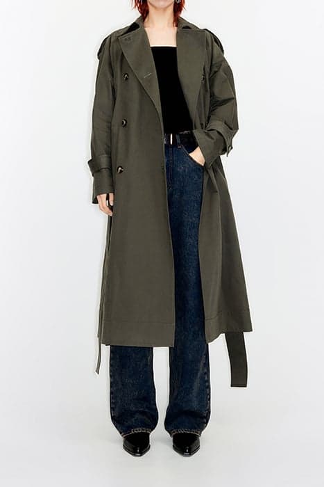 LONG DARK KHAKI TRENCH COAT by Bimba y Lola