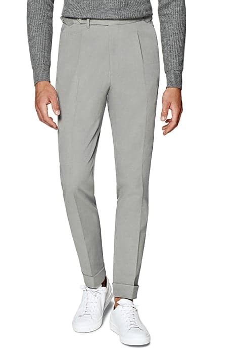 GREY TWILL SLIM LEG TAPERED TROUSERS by Suitsupply