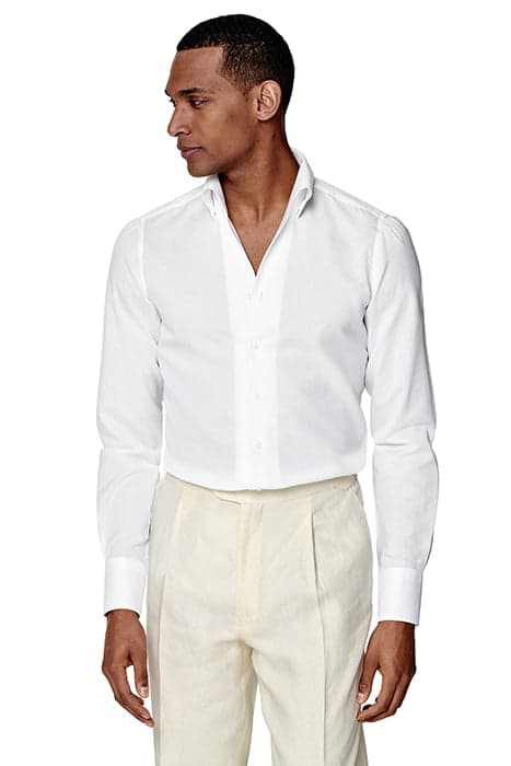 WHITE ONE PIECE COLLAR EXTRA SLIM FIT SHIRT by Suitsupply