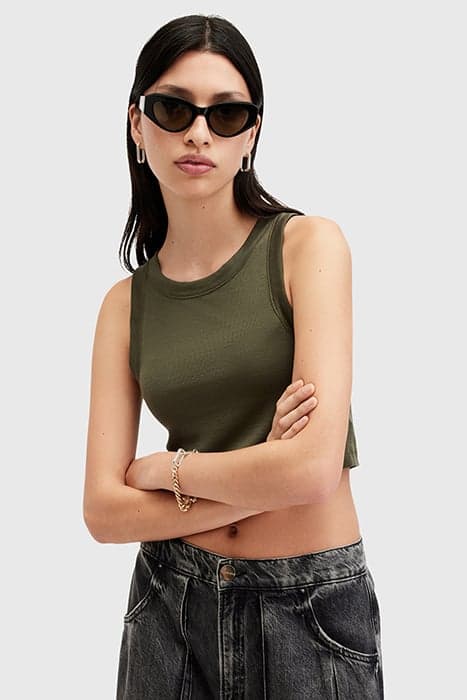 RINA CROPPED TANK TARMAC GREEN by AllSaints