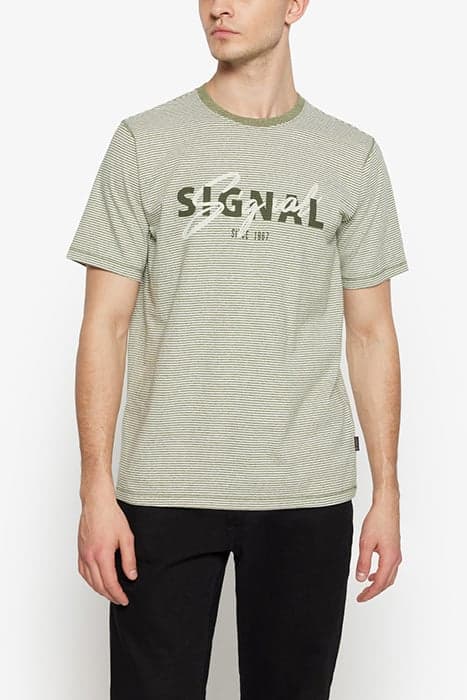 LUKESI PRINT STRIPE TEE OLIVE GARDEN by Signal