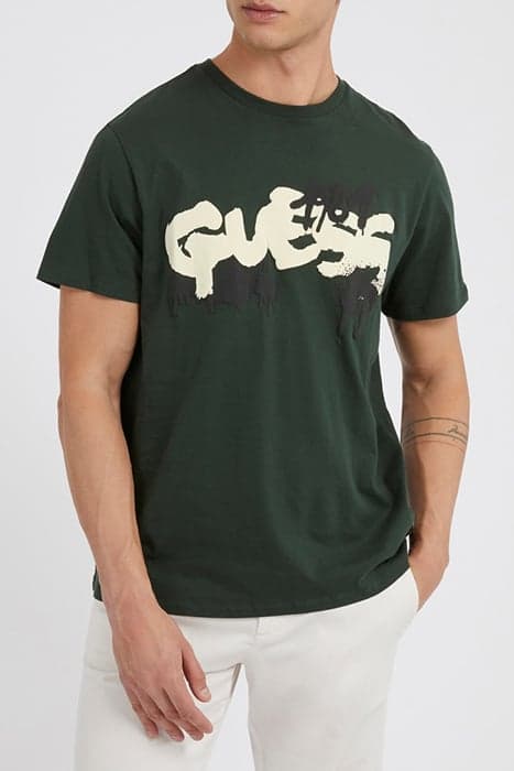 SS BSC GUESS GRAFFITI LOGO TEE JUNGLE GREENS by GUESS ECO