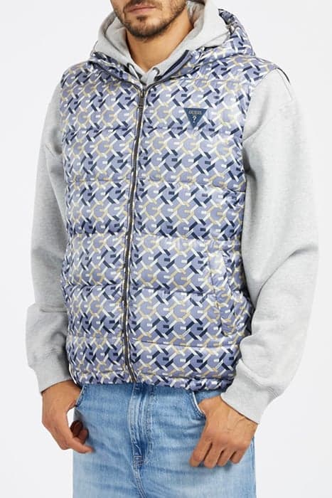 SUPER LIGHT PUFFA VEST G CHAIN BLUE AOP by GUESS ECO