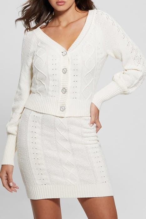 BRIELLE LS CARDI SWTR CREAM WHITE by GUESS ECO