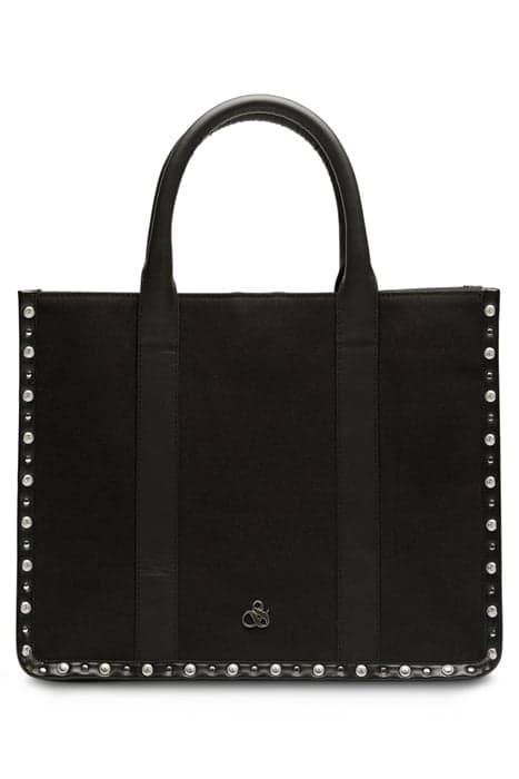 CANVAS SHOPPER WITH STUDS AND LEATHER TRIMMING EVENING BLACK by Scotch & Soda