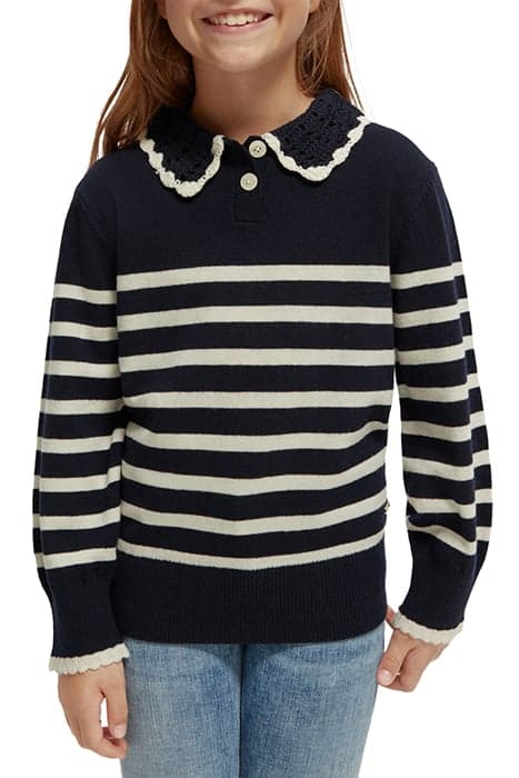 GIRLS STRIPED CROCHET COLLAR PULLOVER NIGHT by Scotch & Soda